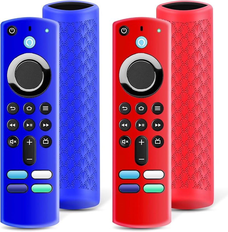 OneBom (2 Pack) Protective Remote Cover, Silicone Remote Control Case, Anti Slip Shockproof Protective Case with Lanyard(Not Golw Blue⫬ Golw Red) - Image 1